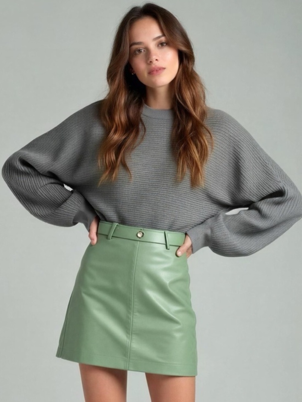 FAVLUX Grey Crew Neck Knit Sweater